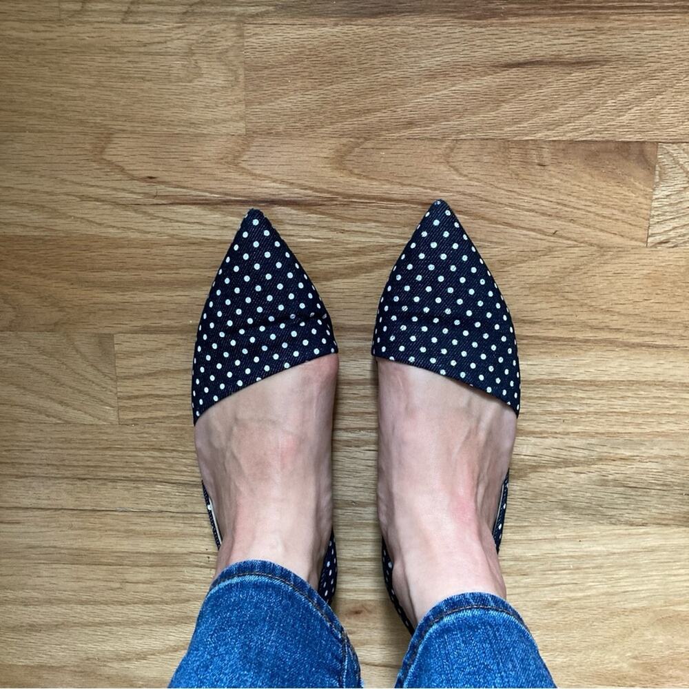 J. Crew D'orday Flats Blue with White Polka Dots Size 6 - Picture 2 of 12